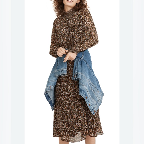 Madewell | Georgette Smocked-Neck Midi Dress | Folktale Paisley Size Medium - Picture 1 of 12